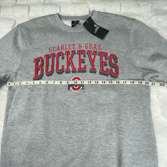 🔥NWT Campus Collection Scarlet & Gray Buckeyes Ohio State Gray Sweatshirt Sz S - Picture 8 of 10
